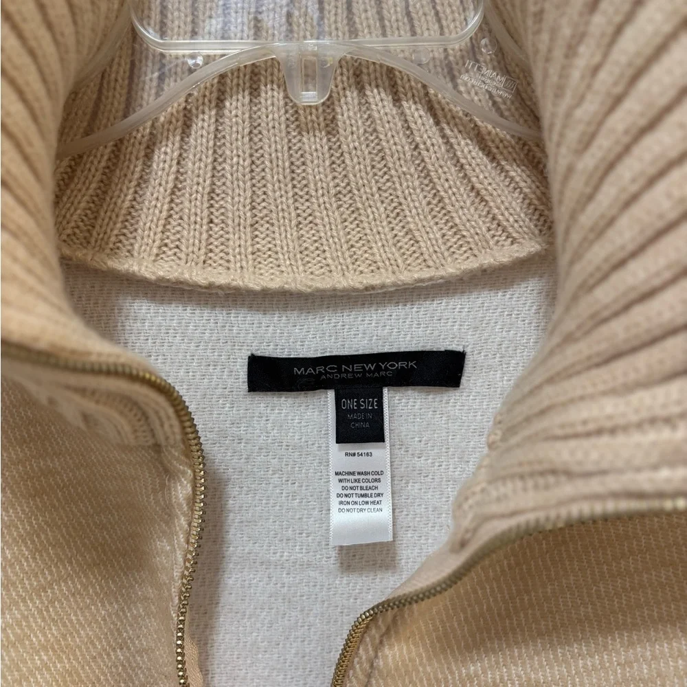Marc New York Tan and White Poncho